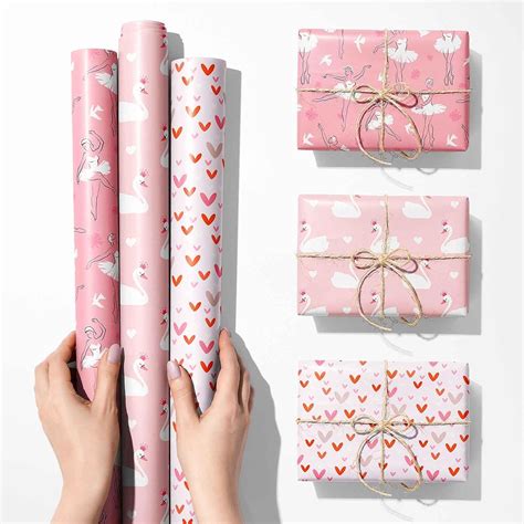 Geschenkpapier Set 3 Rollen Rosa Mädchen Geschenkpapier Geburtstag 3