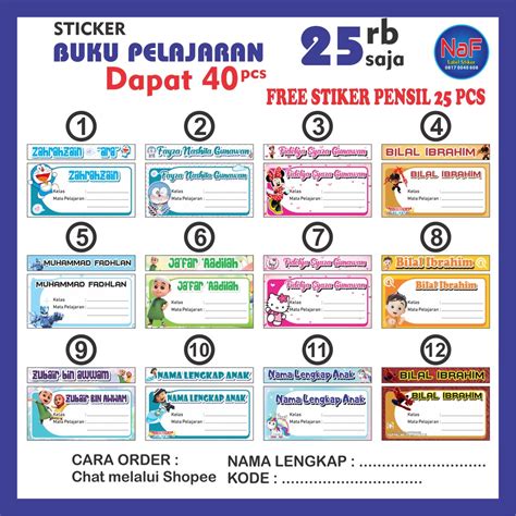 Jual Stiker Label Nama Mata Pelajaran Mapel Shopee Indonesia