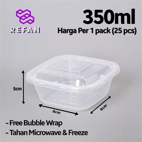 Jual Thinwall 350 Ml Square Kotak Makan Plastik Persegi Shopee