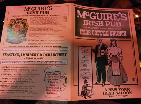 Menu At Mcguires Irish Pub Pensacola