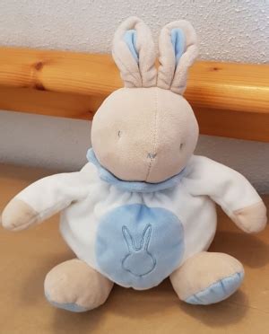 Peluche Lapin Bleu Et Blanc Boule Klorane Marques Pharmacie