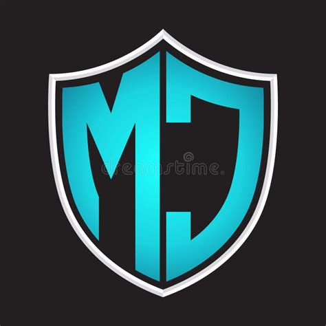 MC Logo Monogram With Shield Shape Isolated Blue Colors On Outline