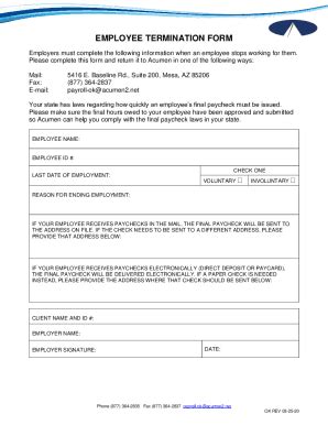 Fillable Online Employee Termination Form Templatejotform Best