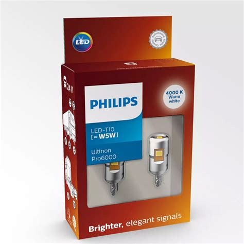 Leduri Auto W5W Philips Ultinon Pro6000 SI 24 V 4000 K