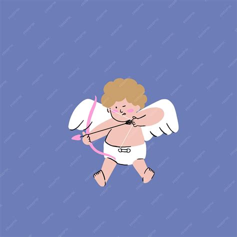 Premium Vector A Hand Drawn Illustration Of A Chubby Cupid Holding