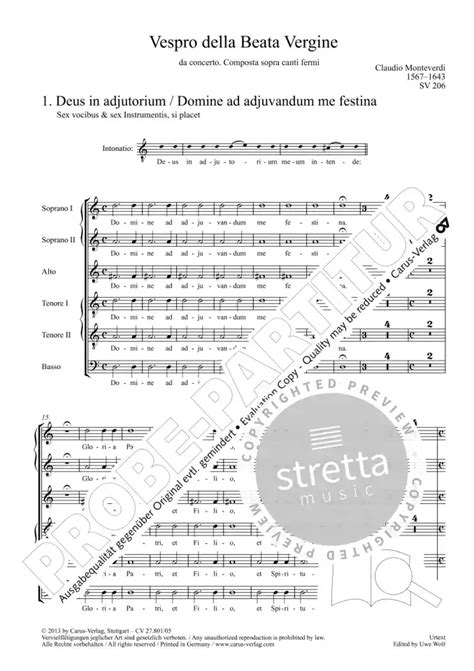 Vespro Della Beata Vergine Von Claudio Monteverdi Im Stretta Noten