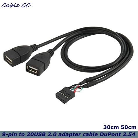 30cm 50cm Motherboard 9pin Turns Usb20 Two Extension Line Main Board Female Header To Dual Usb