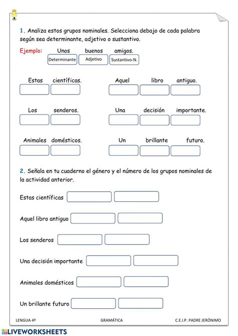 Ejercicio Interactivo De El Grupo Nominal Apuntes De Lengua