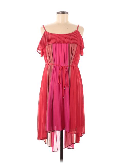 Adelyn Rae 100 Polyester Stripes Multi Color Pink Casual Dress Size M