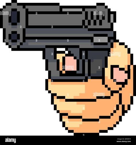 Vector Pixel Art Hand Gun Isolated Cartoon Stock Vector Image And Art Alamy