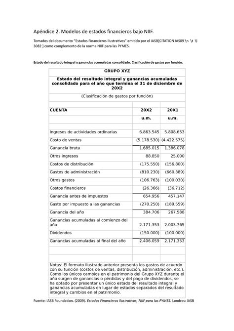 Secci N Ap Ndice Modelos De Estados Financieros Bajo Niif