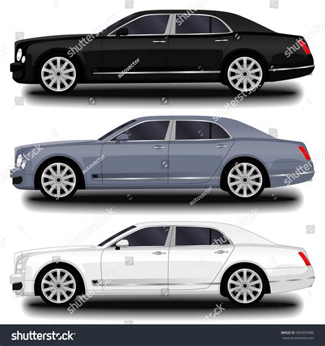 Realistic Car Luxury Long Sedan Stock Vector (Royalty Free) 456905986 ...