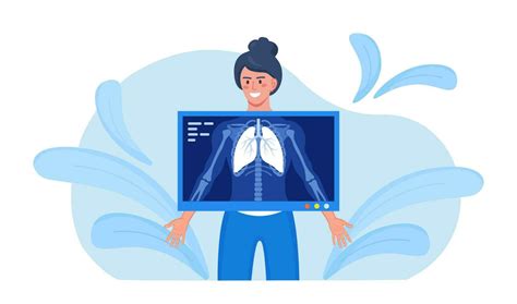 Fluorography Exam Of Patient In Hospital X Ray Scanning Of Woman