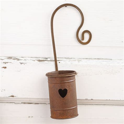 Rusty Tin Heart Votive Candle Cup Holder Candle Holders And