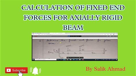 Calculations Of Fixed End Forces For A Beam Youtube