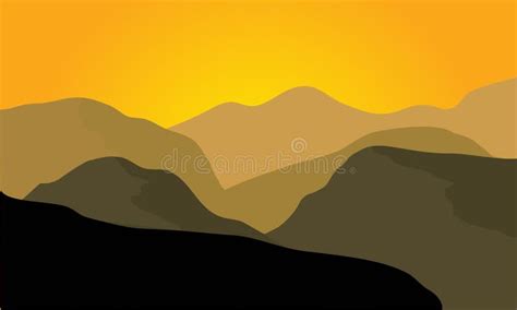 Silhouette of Desert Landscape Stock Vector - Illustration of rock ...