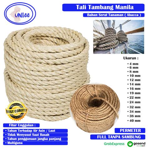 Jual Tali Tambang Besar Mm Mm Tampar Manila Goni Kapal Dadung Rami