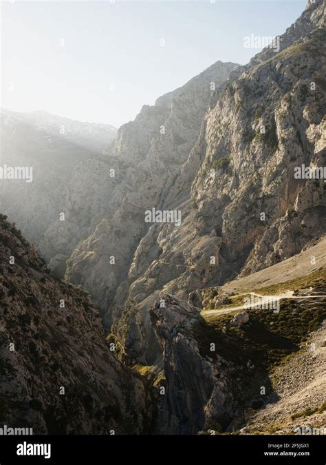 Panorama View Of Gorge Valley Canyon Hiking Trail Path Route Senda Del