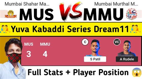 Mus Vs Mmu Mus Vs Mmu Dream Team Prediction Yuva Kabaddi Series