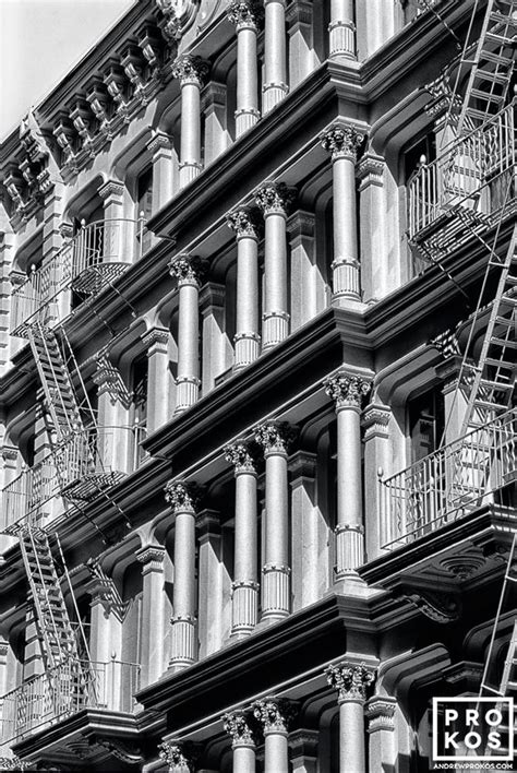 Soho Cast Iron Facade Black White Architectural Photo By Andrew Prokos