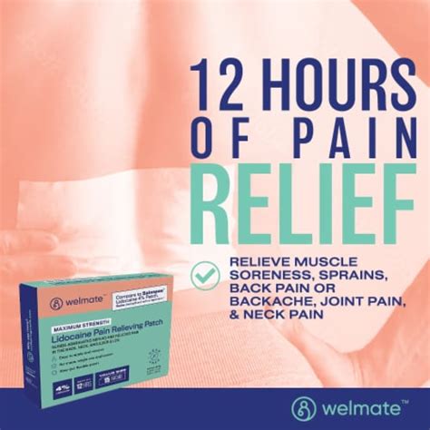 Welmate Lidocaine 4 Pain Relief Patch Maximum Strength Value Size