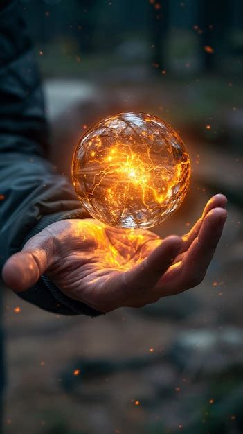 Premium Photo Hand Holding A Glowing Orb Symbolizing Energy