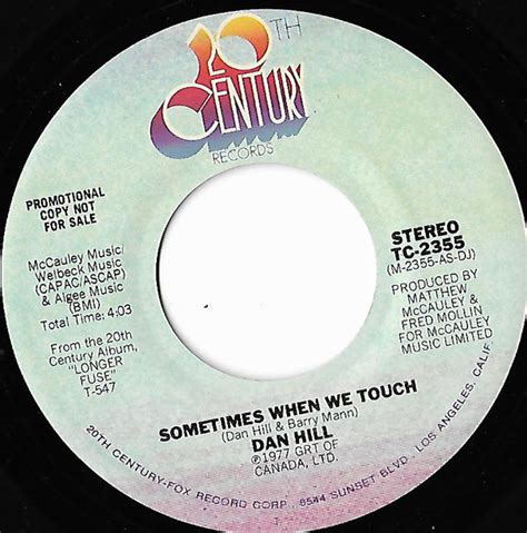 Dan Hill - Sometimes When We Touch (1977, Vinyl) | Discogs