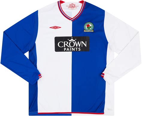 Blackburn Rovers Home Football Shirt 2010 2011 Sponsored By Crown Paints