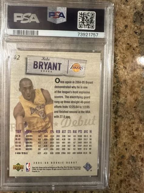 KOBE BRYANT RECRUE début 2005 pont supérieur 42 GEM COMME NEUF PSA 10