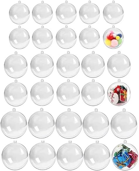 30 PCS Boules De Noël à Remplir en Plastique Transparent Boules De