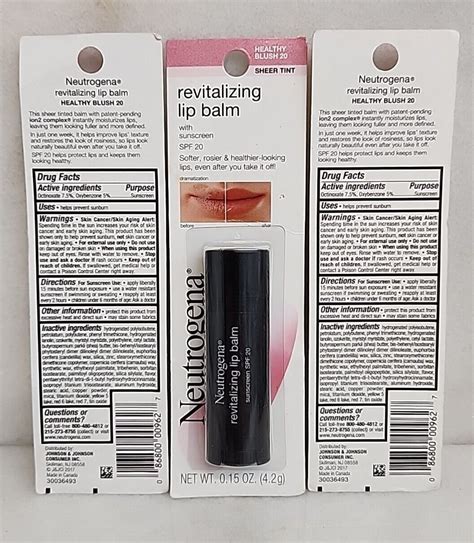 3 Neutrogena Revitalizing Lip Balm Stick Healthy Blush 20 Spf 20 Exp