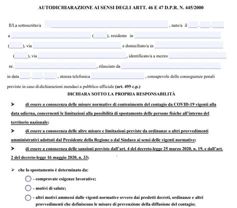 Modulo Autocertificazione Pdf Da Stampare