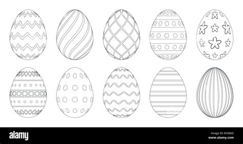 Huevos De Pascua Para Colorear Conjunto De Huevos De Pascua En Blanco