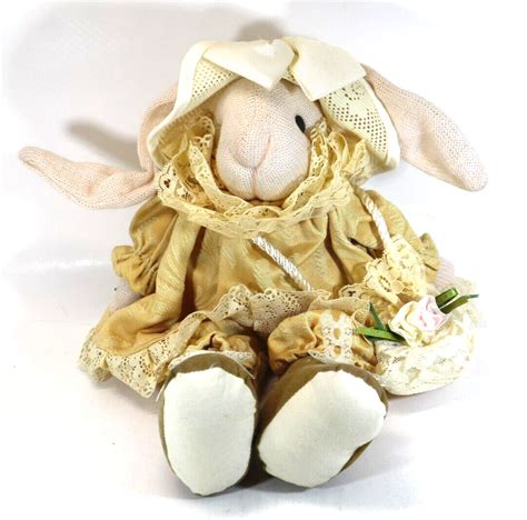 Pr Petunia Russ Berrie Vintage Plush Bunny Rabbit Sculpted Face Dress