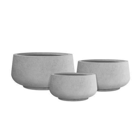 Kante And W Round Natural Concrete Elegant Planters