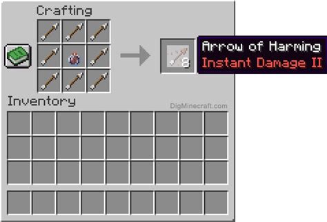 How To Make An Arrow Of Harming Instant Damage II In Minecraft