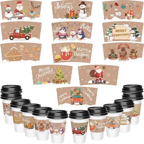 Amazon Suttmin Pcs Christmas Disposable Coffee Cups With Lids