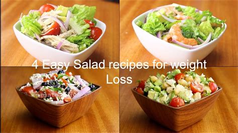 4 Easy Salad Recipes For Weight Loss Healthy Salad Recipes Youtube