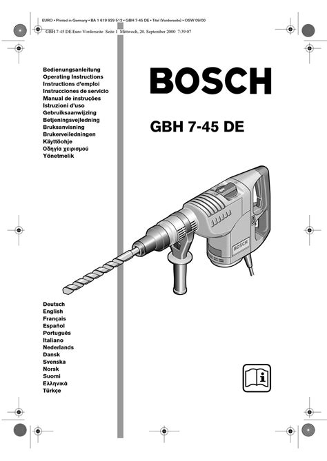 BOSCH GBH 7-45 DE OPERATING INSTRUCTIONS MANUAL Pdf Download | ManualsLib