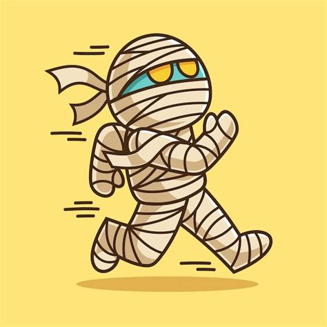 Premium Vector Running Mummy Cartoon Character Illustration