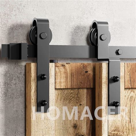 Buy Homacer Black Rustic Single Track Bypass Sliding Barn Door Hardware