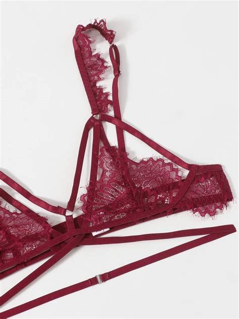 Floral Lace Harness Lingerie Set Shein Uk