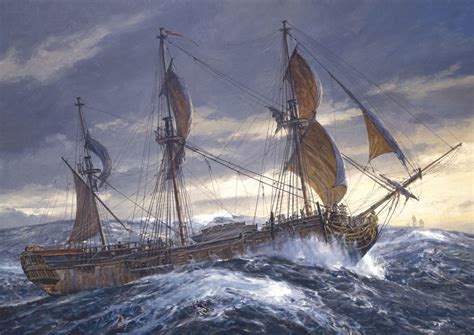 HMS Wager Rounding the Horn by Geoff Hunt PPRSMA (limited edition ...