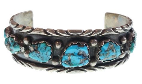 Lot Leonard T Chee Navajo Sterling Silver Turquoise Bracelet