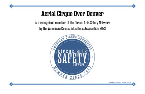 Certificate Of Recognition Aerial Cirque Over Denver Dance Studio