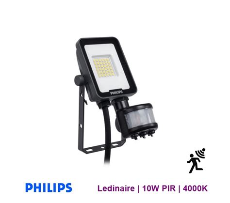 PHILIPS Ledinaire 10W PIR LED Floodlight 4000K BVP164 LED12 840 PSU 10W