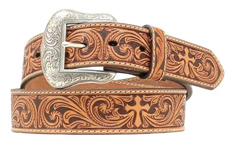 Nocona Cross Tooled Western Belt Tan Western Belts Leather Tool