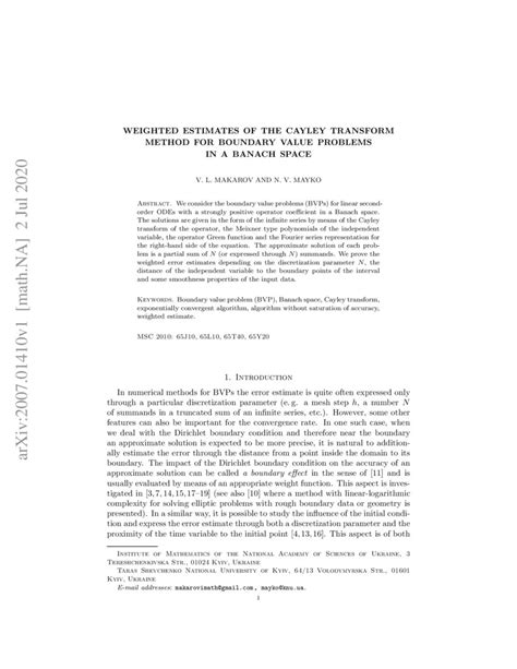 Weighted Estimates Of The Cayley Transform Method For Boundary Value