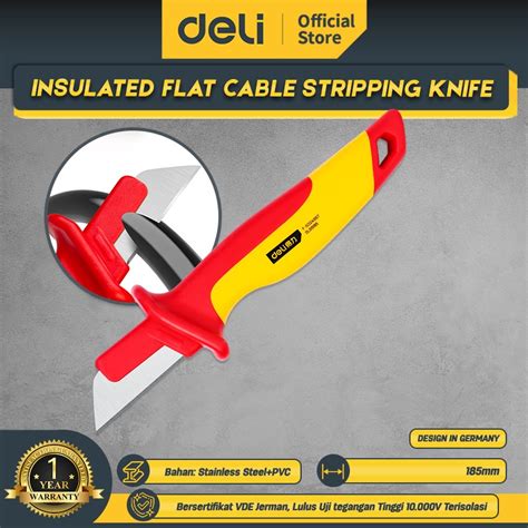 Jual Deli Insulated Flat Cable Stripping Knife Pisau Cutter Pemotong