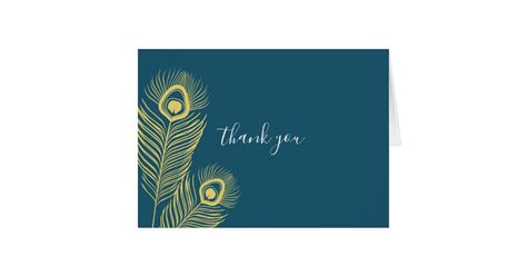 Elegant Gold Peacock Wedding Thank You Card Zazzle